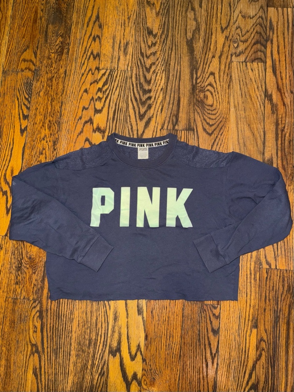 Grey Victoria’s Secret PINK Cropped Sweatshirt with Logo